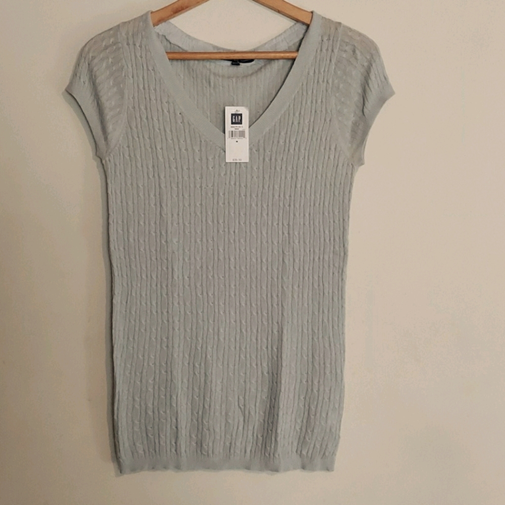 Cap sleeve sweater *blue gray color